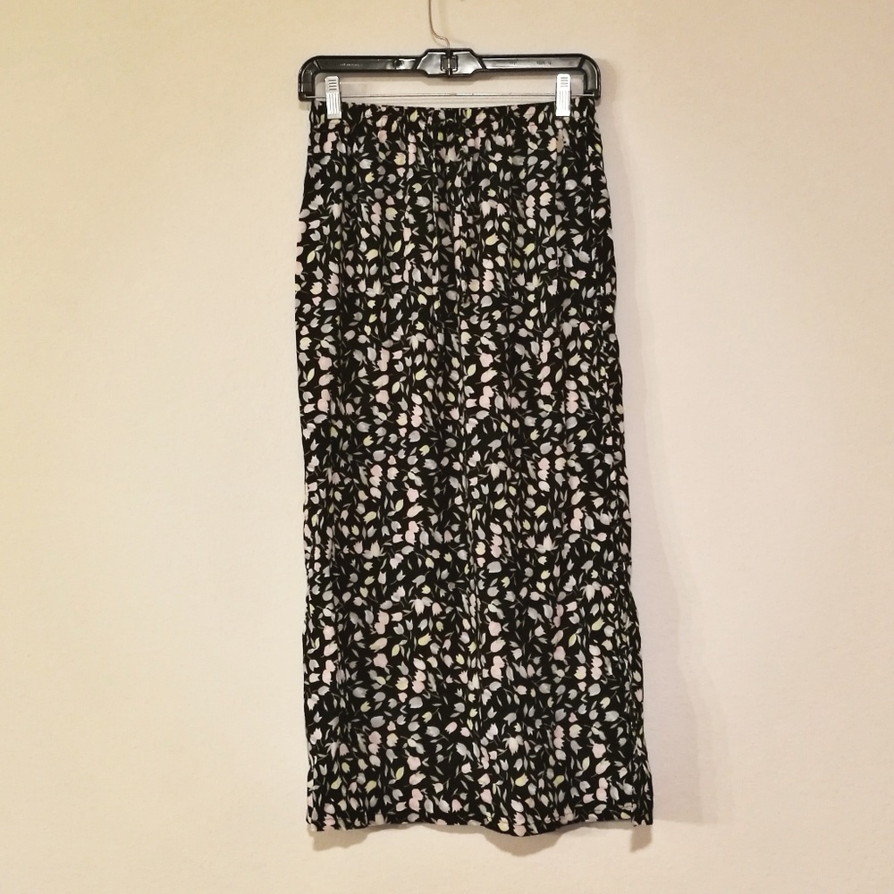 Vintage 90s Grunge Midi Skirt with Pastel Tulips
